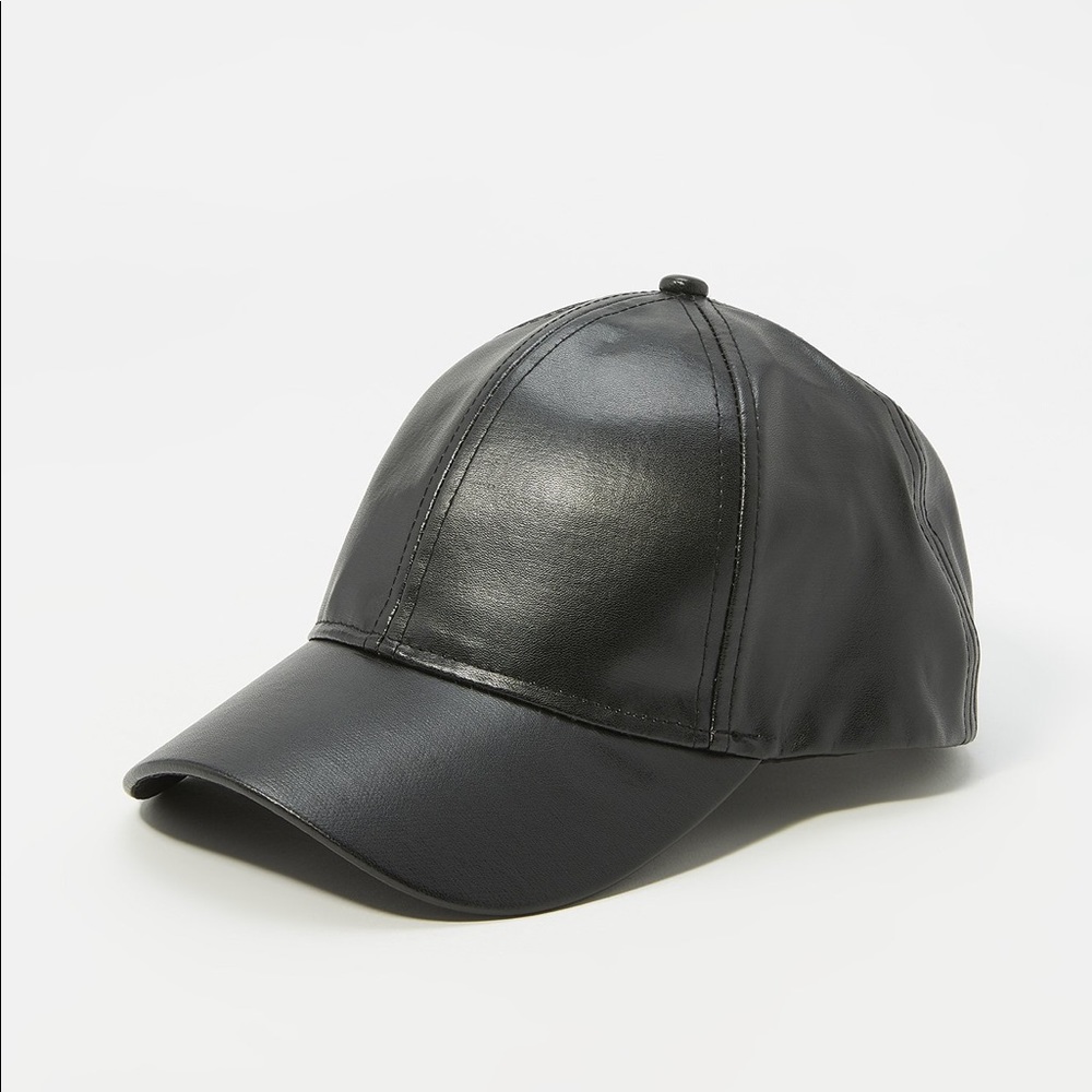 Black leather hat